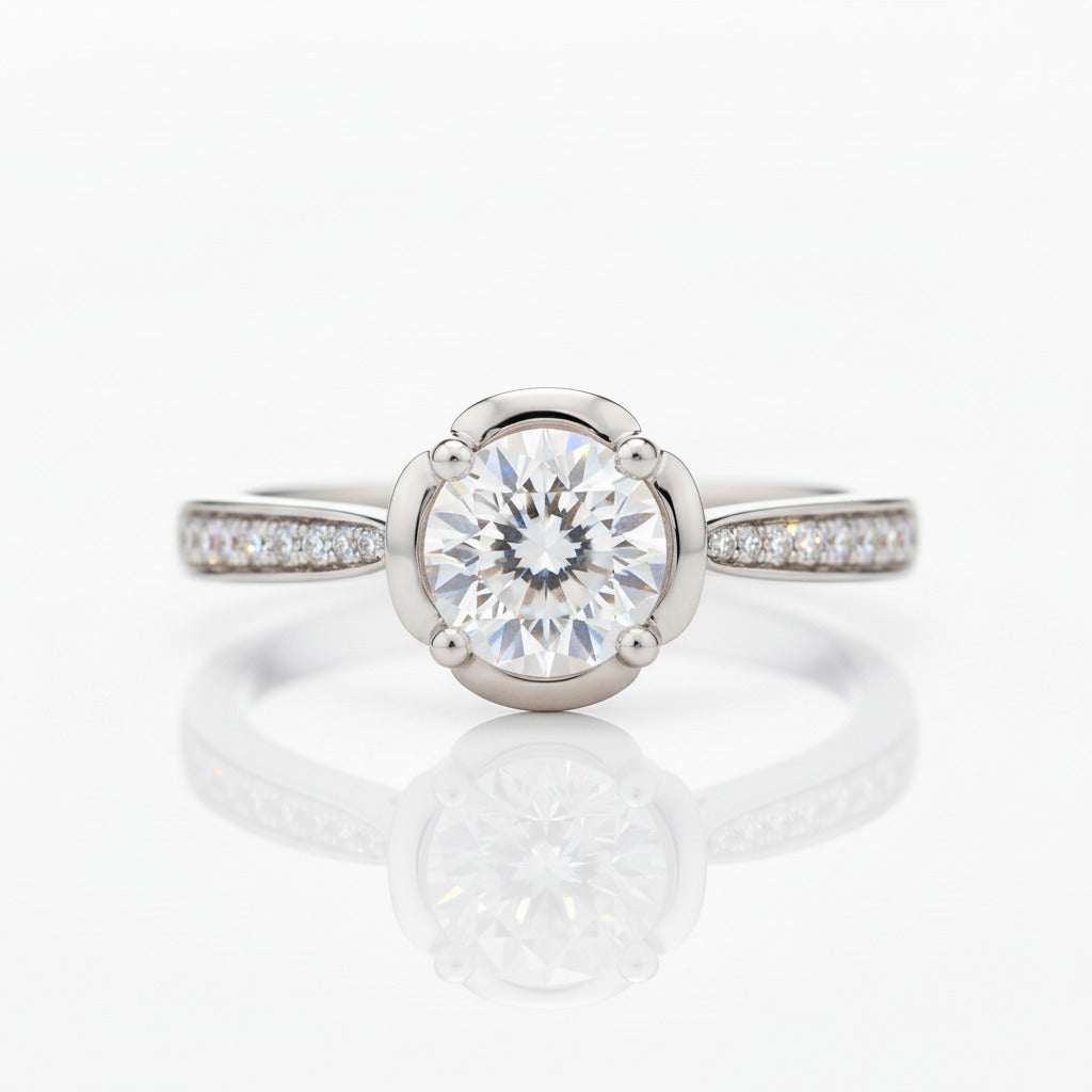 14k White Gold 1ct Diamond Option Engagement Ring-Black Diamonds New York