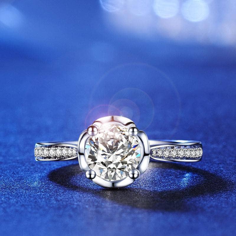 14K White Gold 1ct Moissanite Diamond Engagement Ring