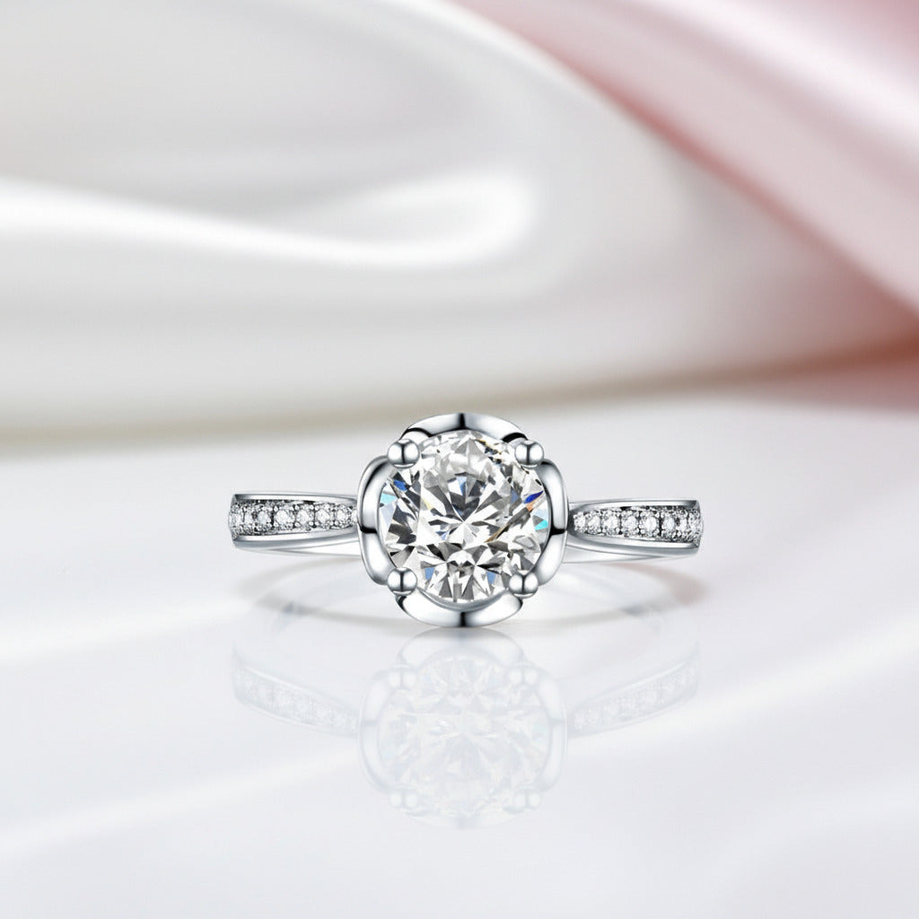 14k White Gold 1ct Diamond Option Engagement Ring-Black Diamonds New York