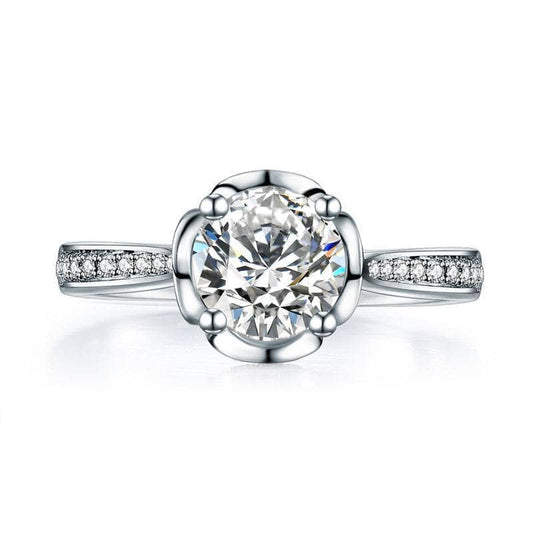 14K White Gold 1ct Moissanite Diamond Engagement Ring-Black Diamonds New York