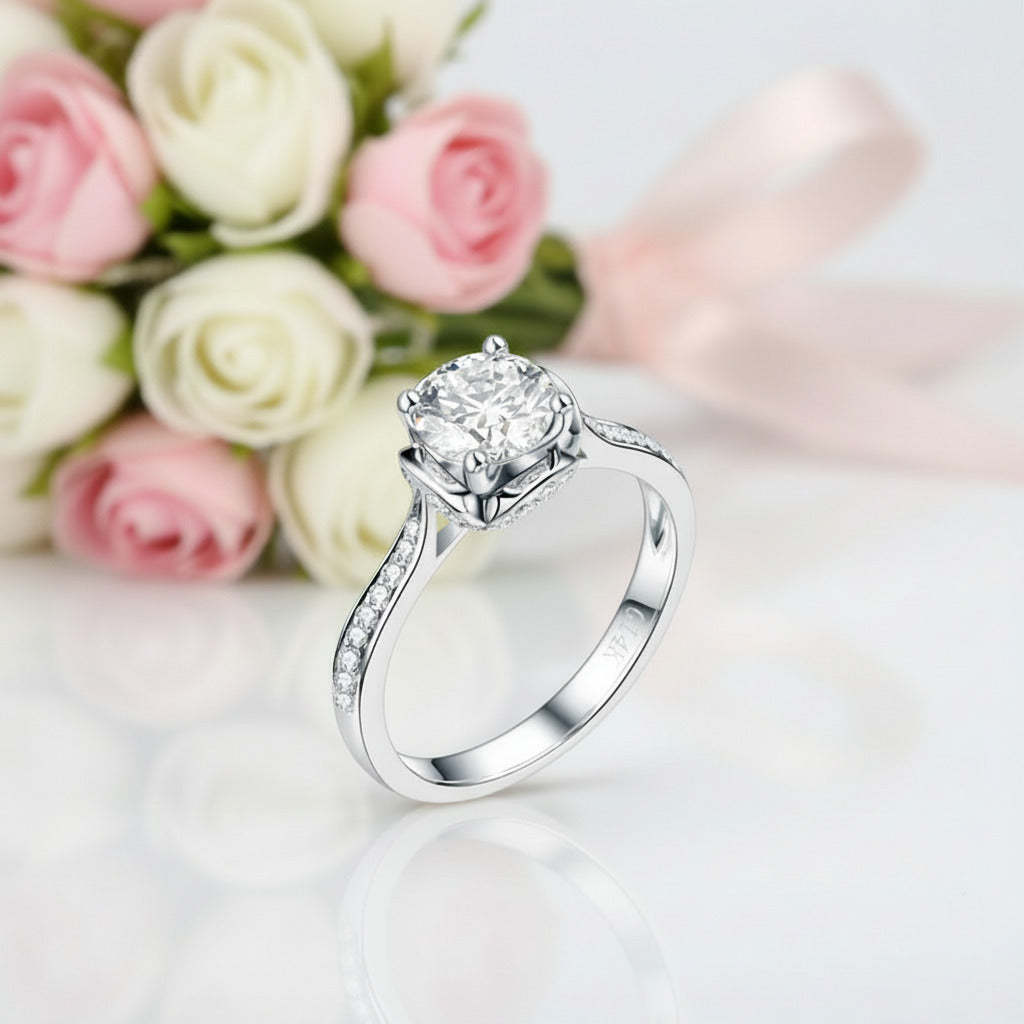 14k White Gold 1ct Diamond Option Engagement Ring-Black Diamonds New York