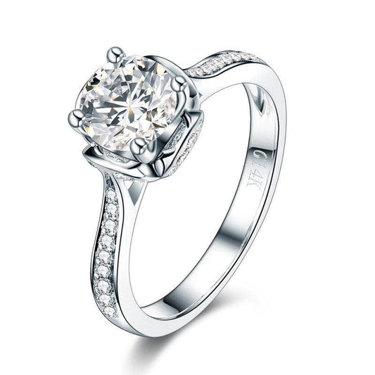 14K White Gold 1ct Moissanite Diamond Engagement Ring-Black Diamonds New York