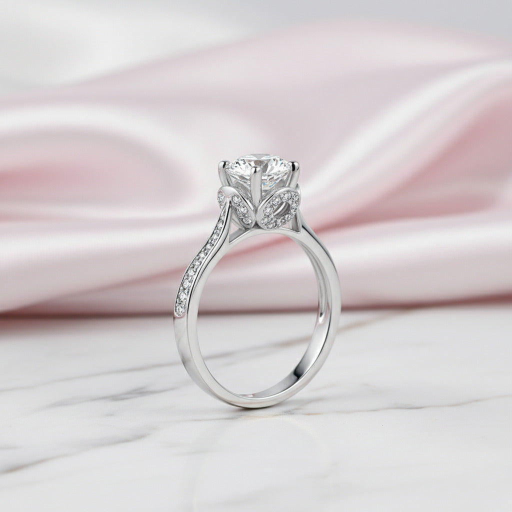 14k White Gold 1ct Diamond Option Engagement Ring-Black Diamonds New York