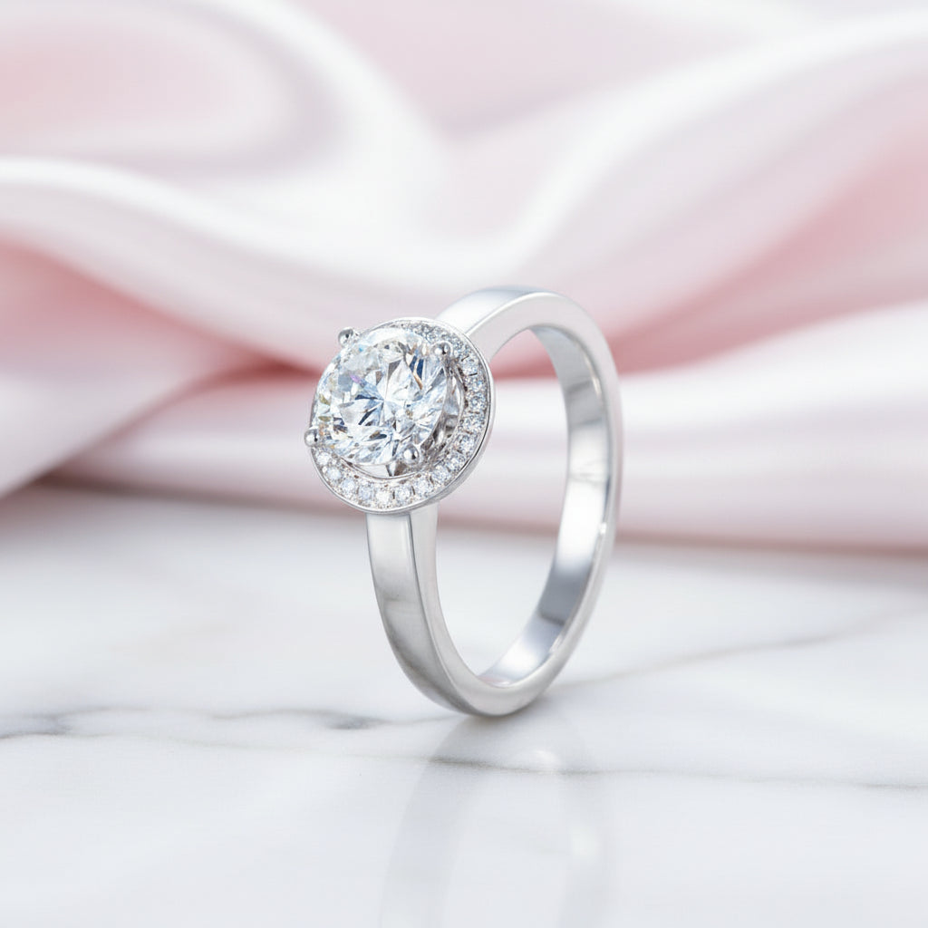 14k White Gold 1ct Diamond Option Halo Ring-Black Diamonds New York