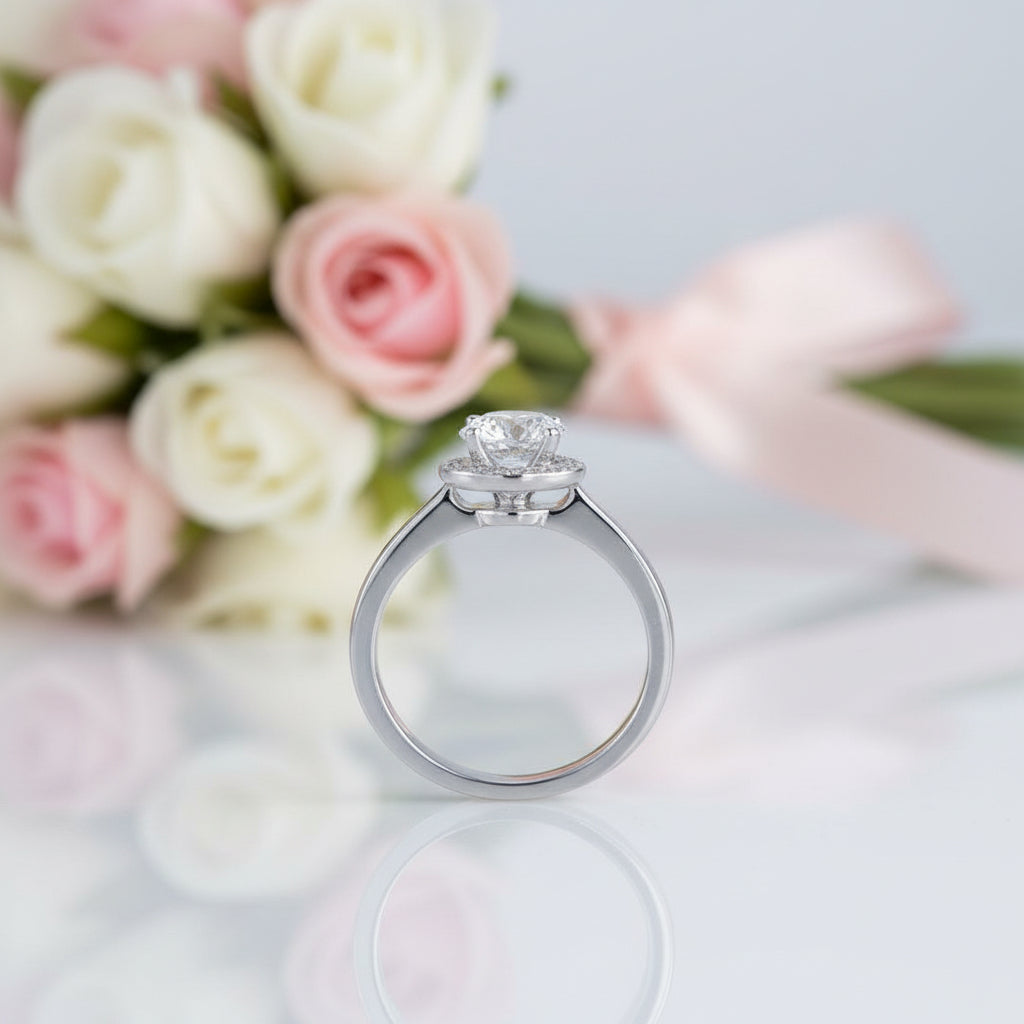 14k White Gold 1ct Diamond Option Halo Ring-Black Diamonds New York