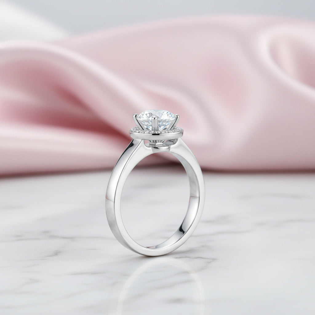 14k White Gold 1ct Diamond Option Halo Ring-Black Diamonds New York