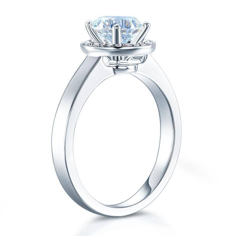 14K White Gold 1ct Moissanite Diamond Halo Ring-Black Diamonds New York