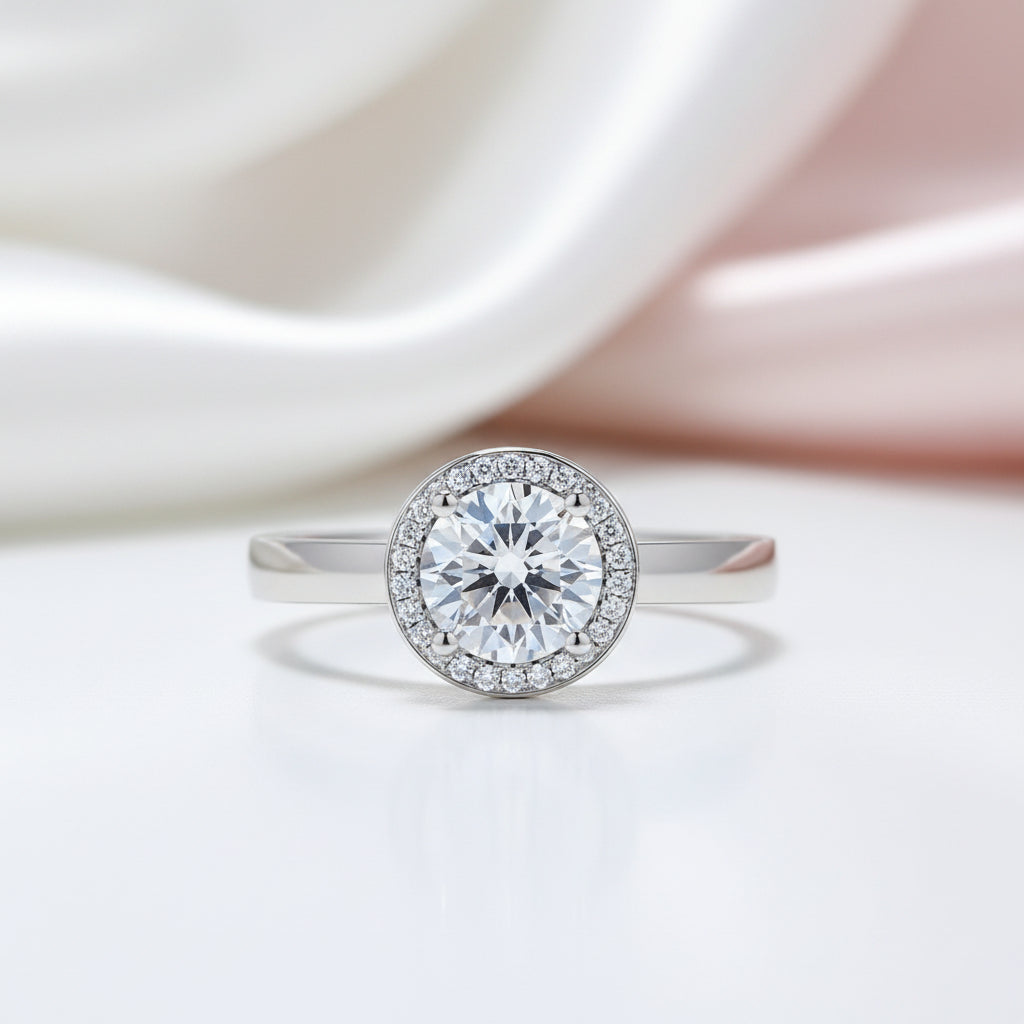 14k White Gold 1ct Diamond Option Halo Ring-Black Diamonds New York