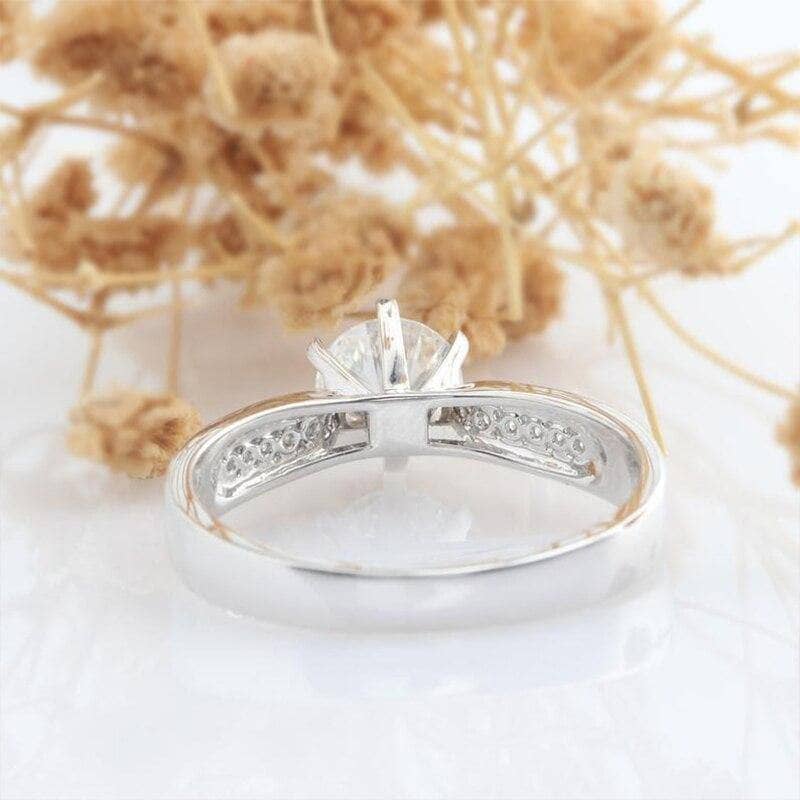 14k White Gold 1ct Moissanite Engagement Ring-Black Diamonds New York
