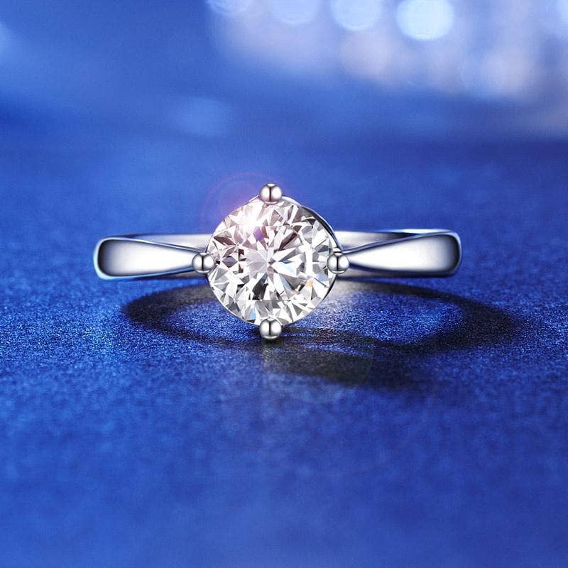 14K White Gold 1ct Diamond Solitaire Ring-Black Diamonds New York