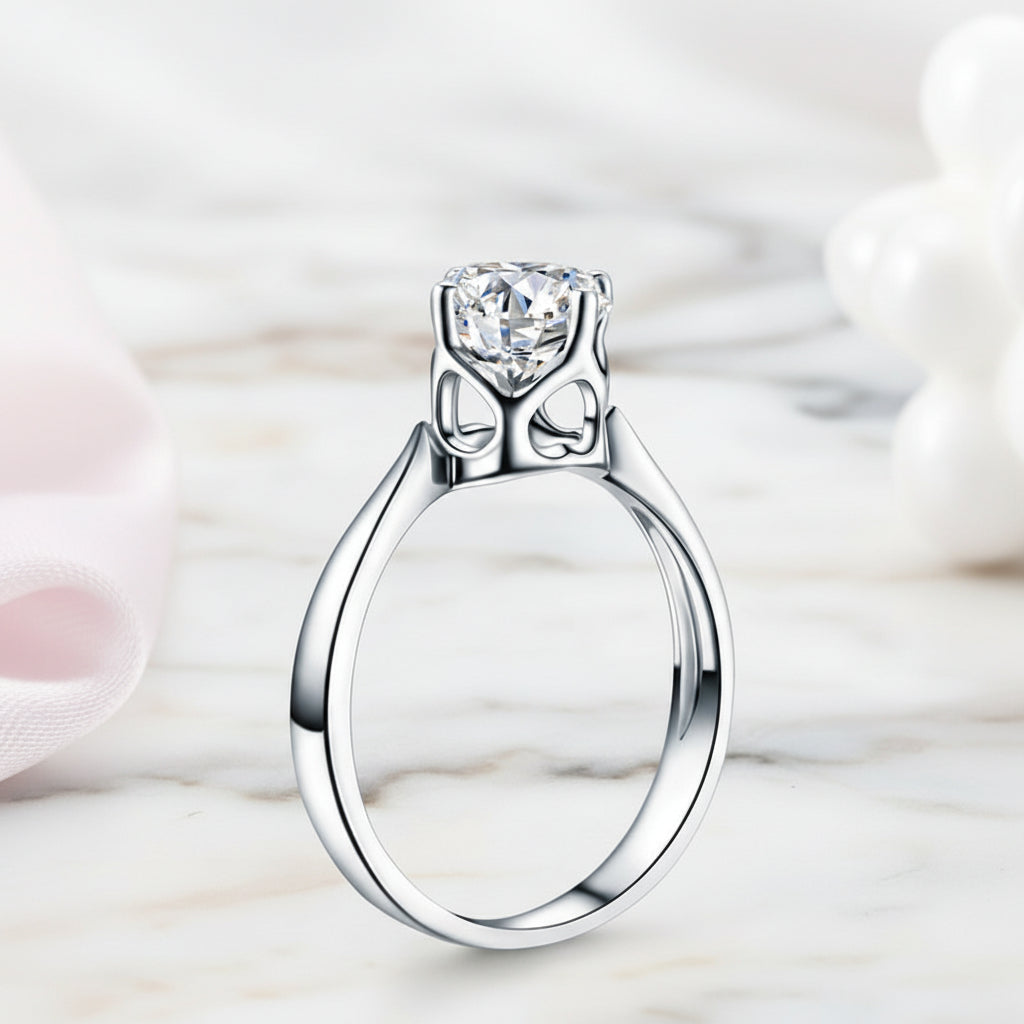 14k White Gold 1ct Diamond Option Solitaire Ring-Black Diamonds New York