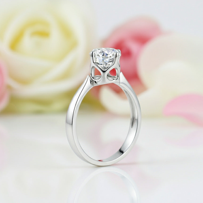 14k White Gold 1ct Diamond Solitaire Ring-Black Diamonds New York