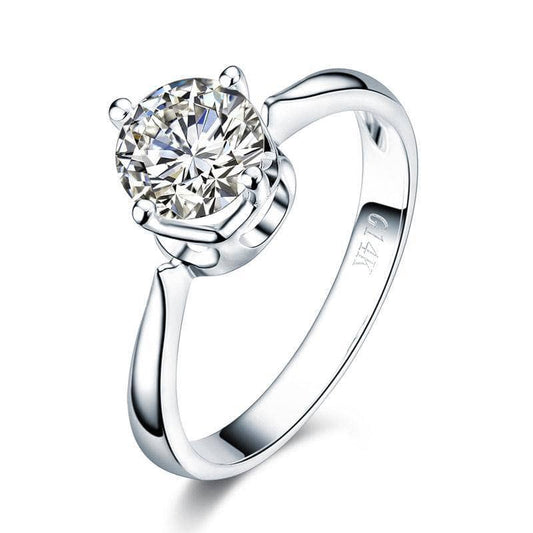 14K White Gold 1ct Moissanite Solitaire Ring-Black Diamonds New York