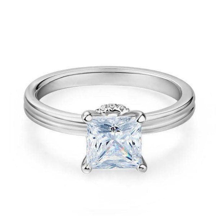 14K White Gold 1Ct Princess Cut Moissanite Engagement Ring-Black Diamonds New York