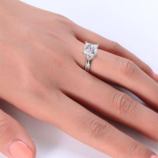 14K White Gold 1Ct Princess Cut Moissanite Engagement Ring-Black Diamonds New York