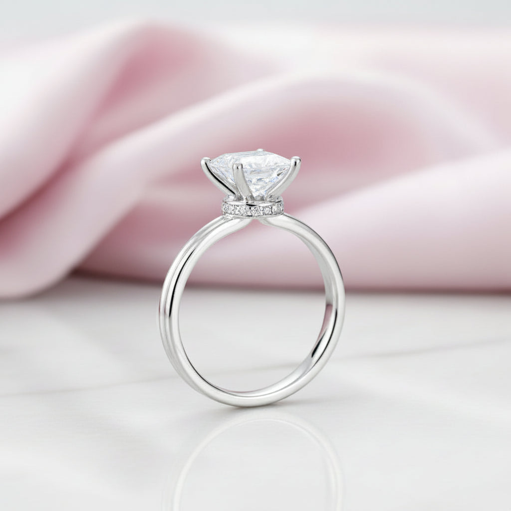 14k White Gold 1Ct Princess Cut Diamond Option Engagement Ring-Black Diamonds New York