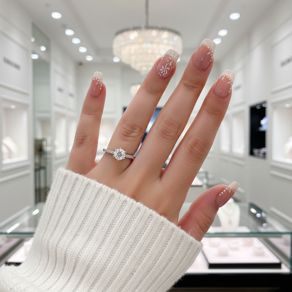 14k White Gold 1.0 Ct Round Cut Diamond Option Classic 6 Prong Engagement Ring-Black Diamonds New York