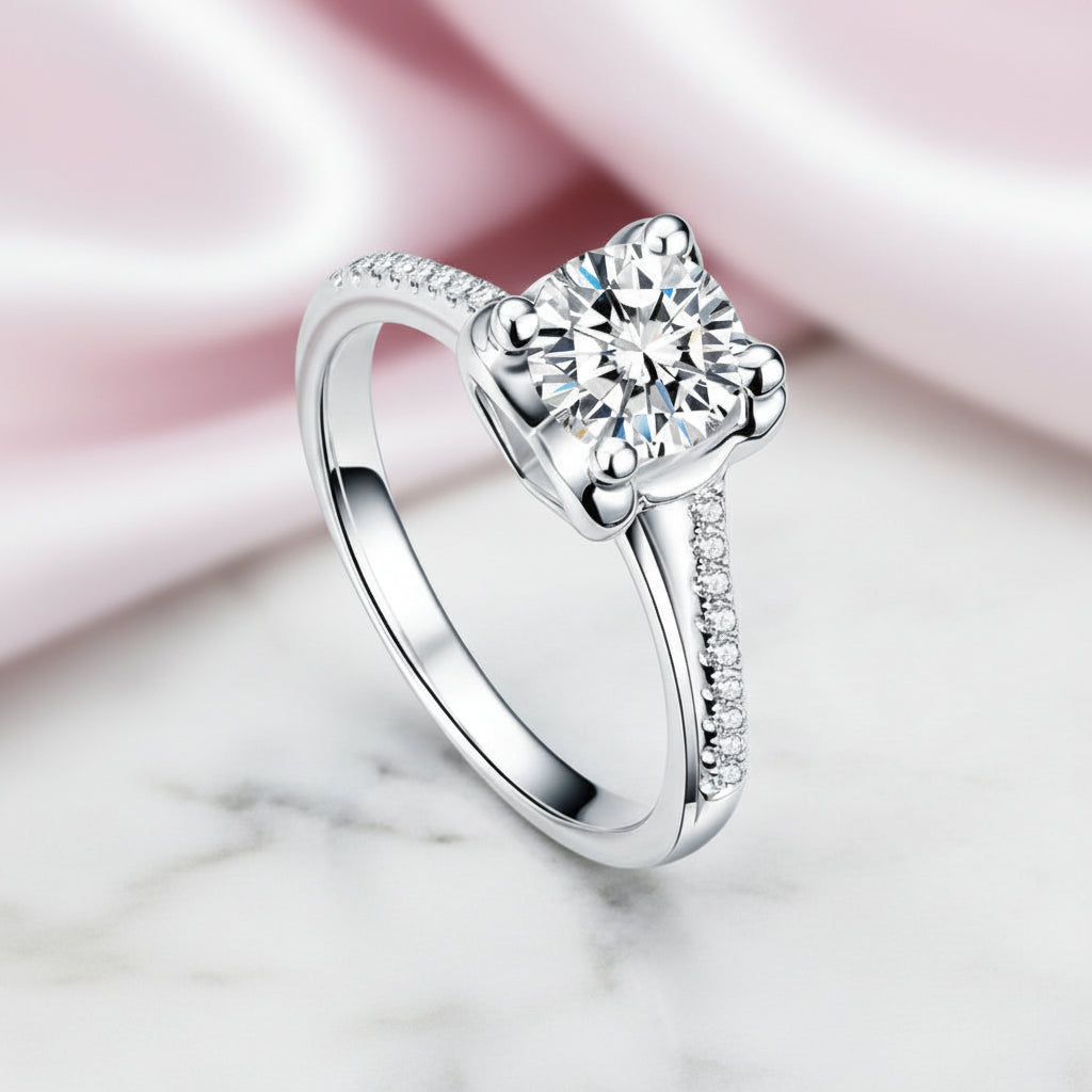 14k White Gold 1ct Round Diamond Option Ring-Black Diamonds New York