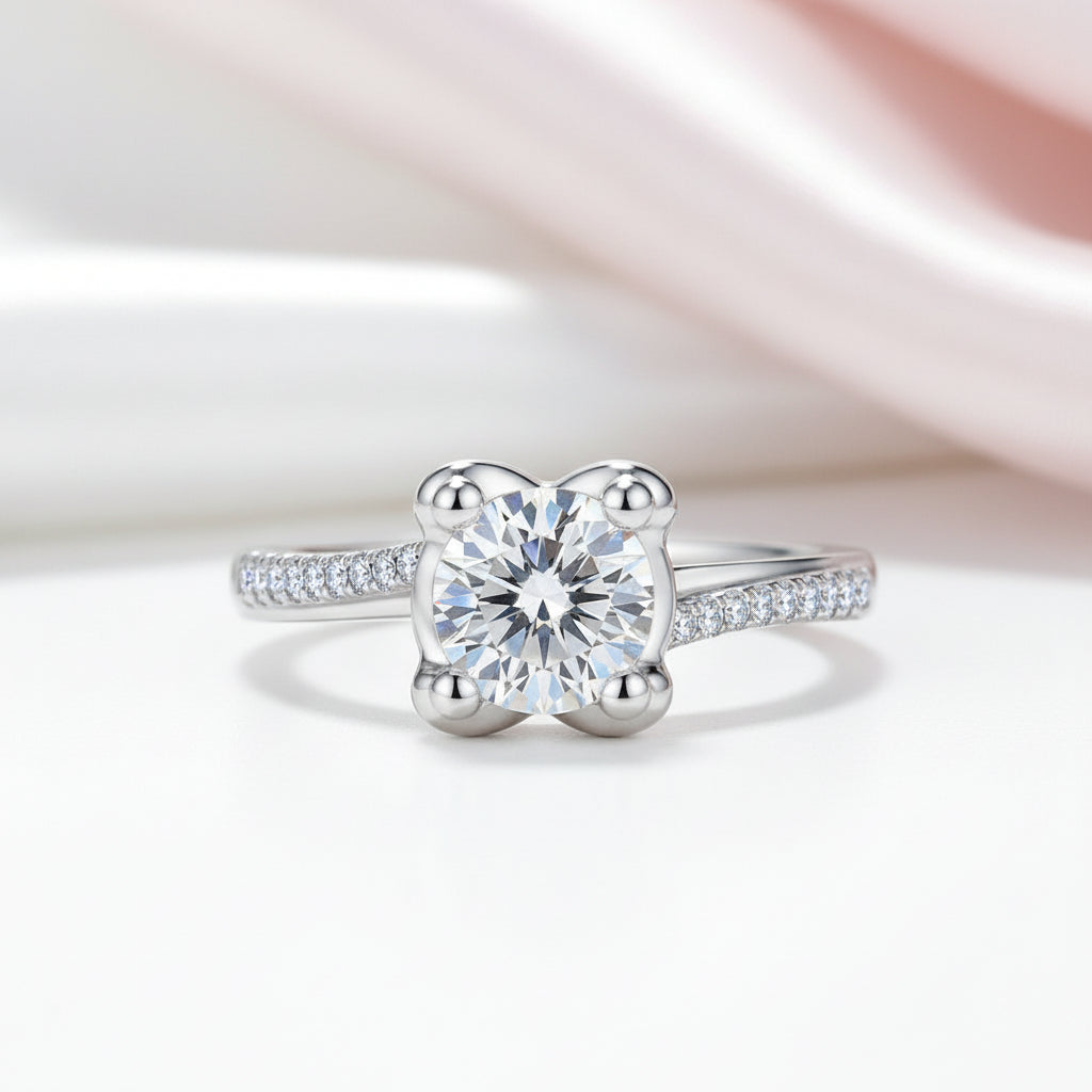 14k White Gold 1ct Round Diamond Option Ring-Black Diamonds New York