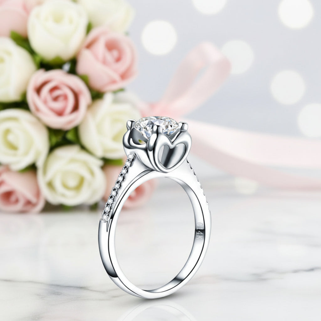 14k White Gold 1ct Round Diamond Option Ring-Black Diamonds New York
