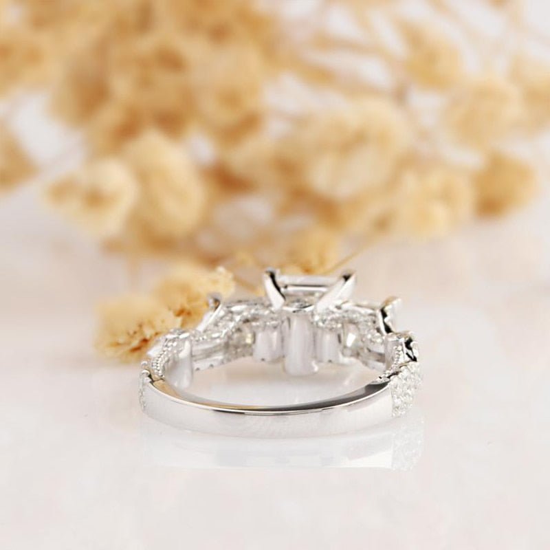 14K White Gold 2.1ct Princess 3 Stone Diamond Twist Band Engagement Ring-Black Diamonds New York