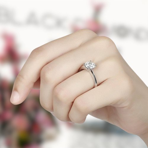 14K White Gold 2.5ct Round Cut Diamond Engagement Ring-Black Diamonds New York