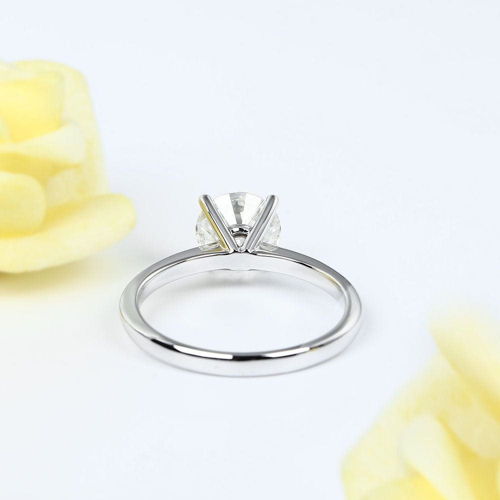 14K White Gold 2.5ct Round Cut Moissanite Engagement Ring - Black Diamonds New York