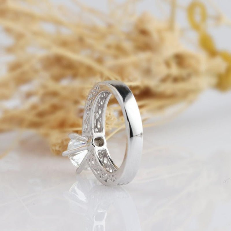 14K White Gold 2ct Round Cut Moissanite Engagement Ring-Black Diamonds New York