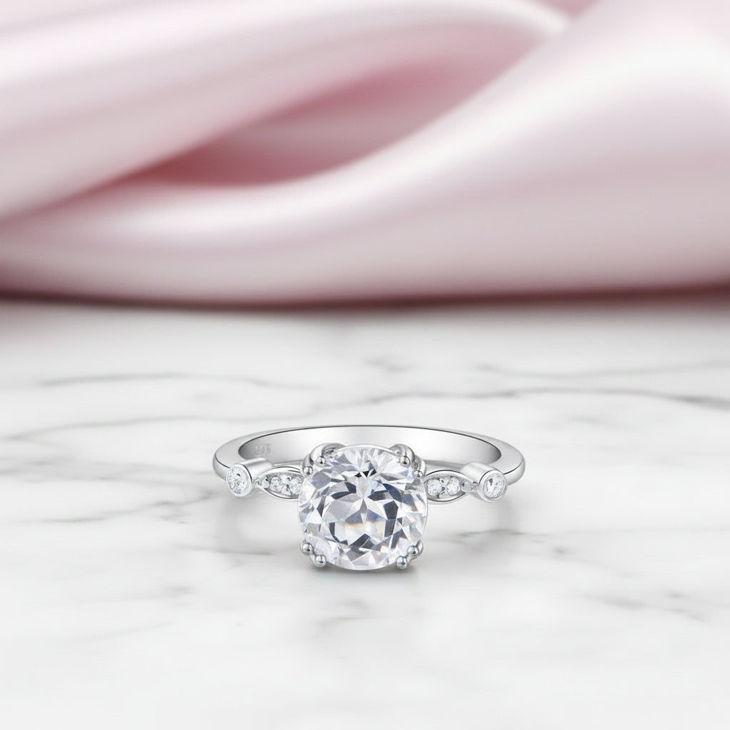 14k White Gold 2ct Topaz Diamond Option Ring-Black Diamonds New York