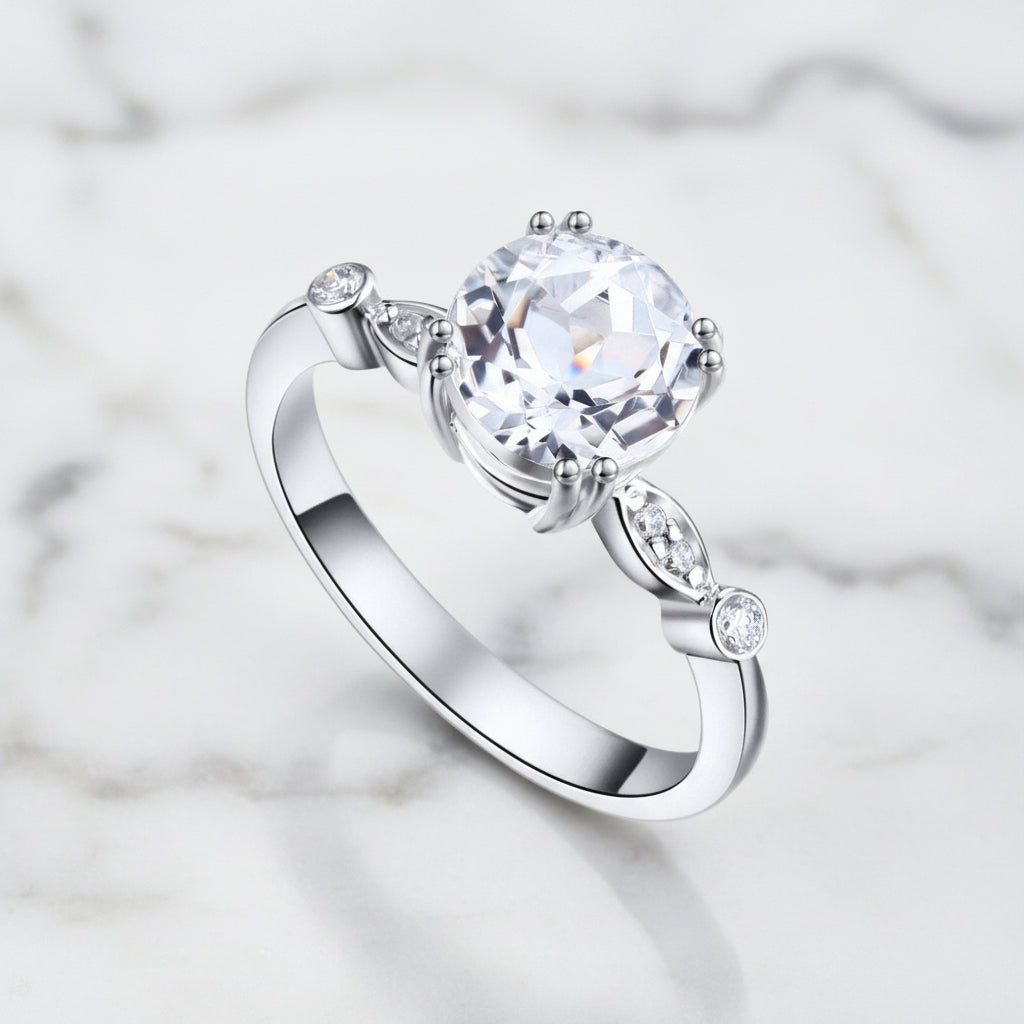 14k White Gold 2ct Topaz Diamond Option Ring-Black Diamonds New York