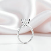14k White Gold 2ct Topaz 6 Claws Solitaire Ring-Black Diamonds New York