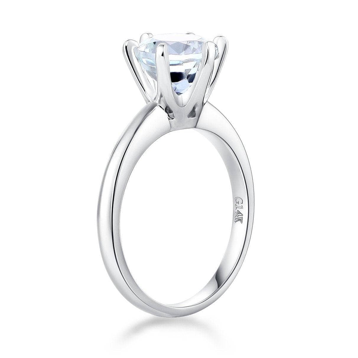 14K White Gold 2ct Topaz 6 Claws Solitaire Ring-Black Diamonds New York