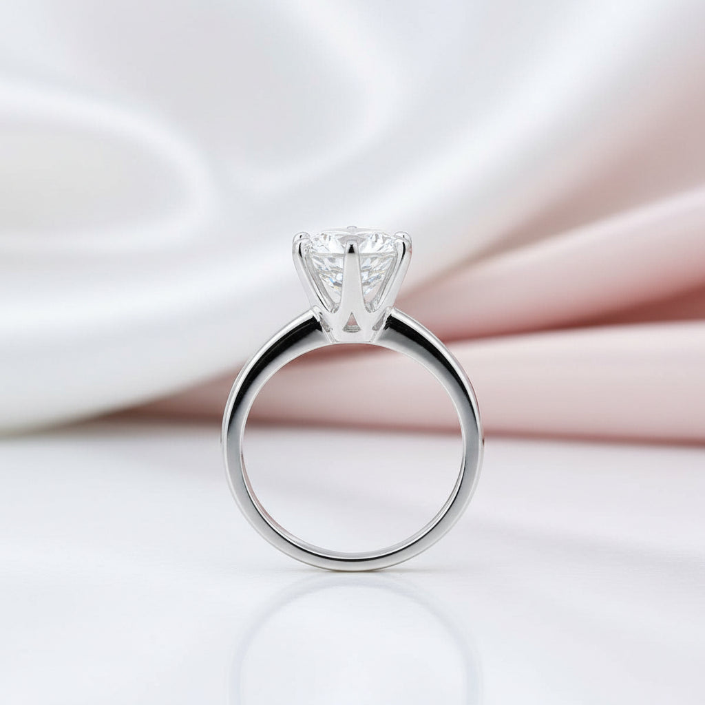 14k White Gold 2ct Topaz 6 Claws Solitaire Ring-Black Diamonds New York