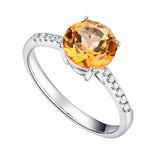 14k White Gold 2ct Yellow Topaz 0.12ct Natural Diamond Option Ring