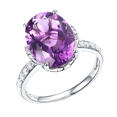 14k White Gold 5.75 Ct Oval Purple Amethyst 0.22 Ct Natural Diamond Option