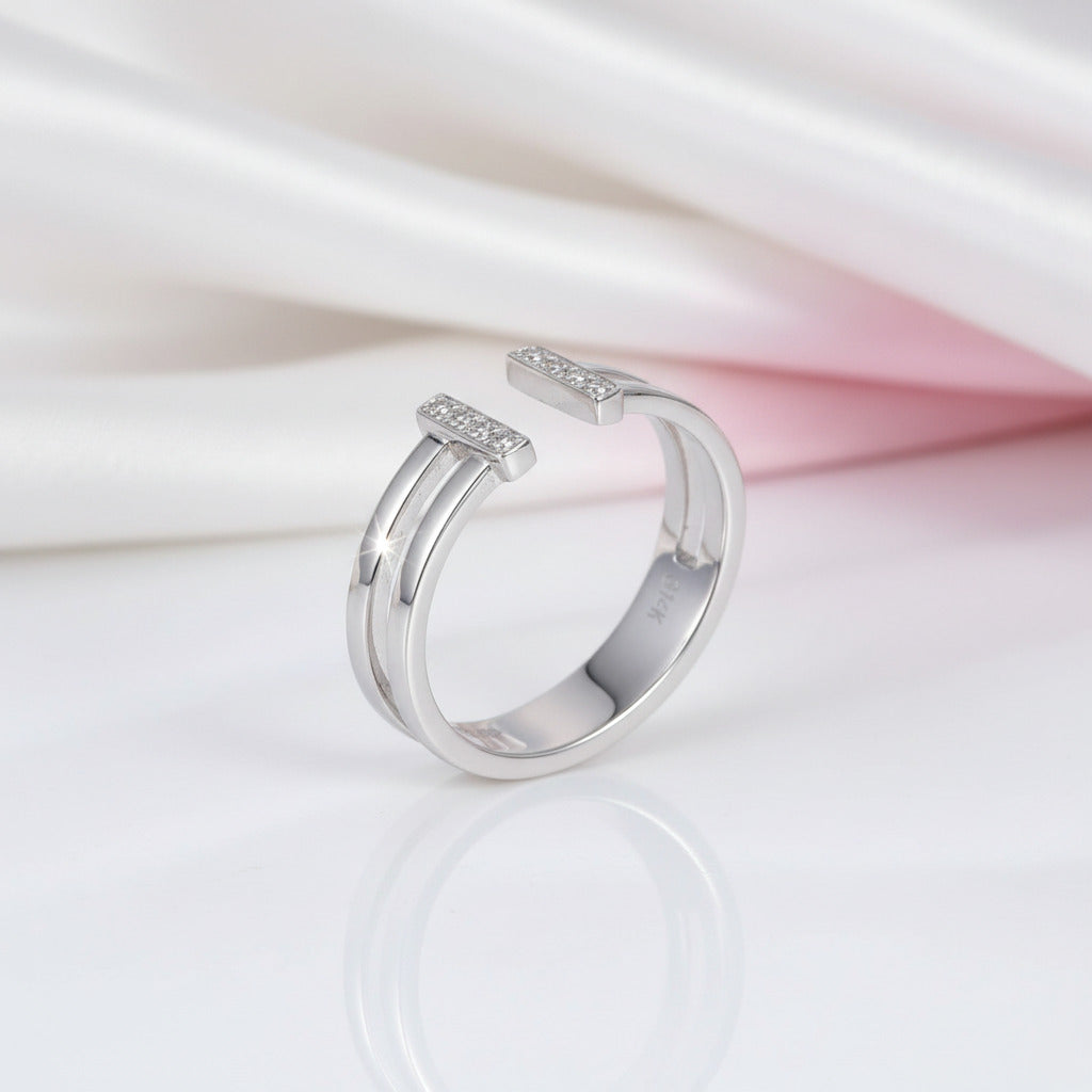 14K White Gold 585 Anniversary Ring 0.04ct Diamond Option-Black Diamonds New York