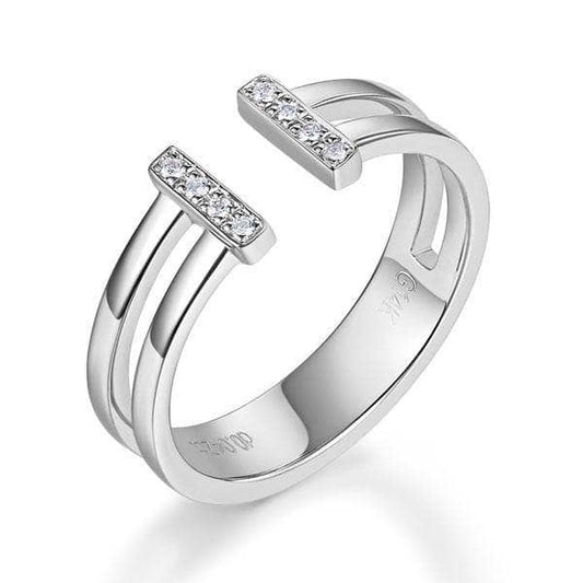 14K White Gold 585 Anniversary Ring 0.04ct Natural Diamond-Black Diamonds New York