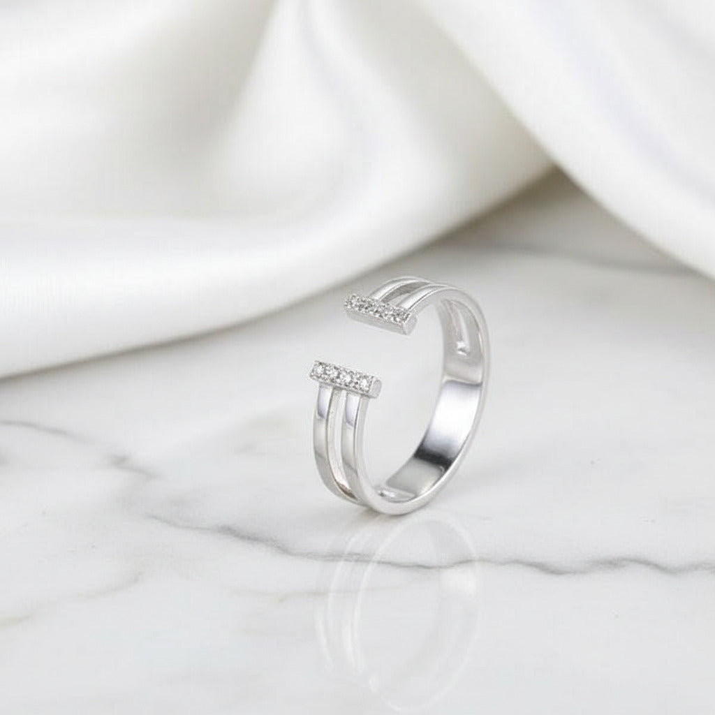 14K White Gold 585 Anniversary Ring 0.04ct Diamond Option-Black Diamonds New York