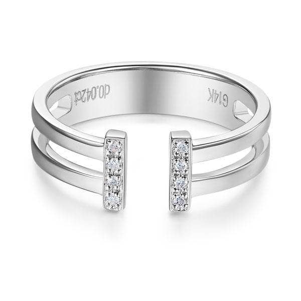 14K White Gold 585 Anniversary Ring 0.04ct Natural Diamond-Black Diamonds New York