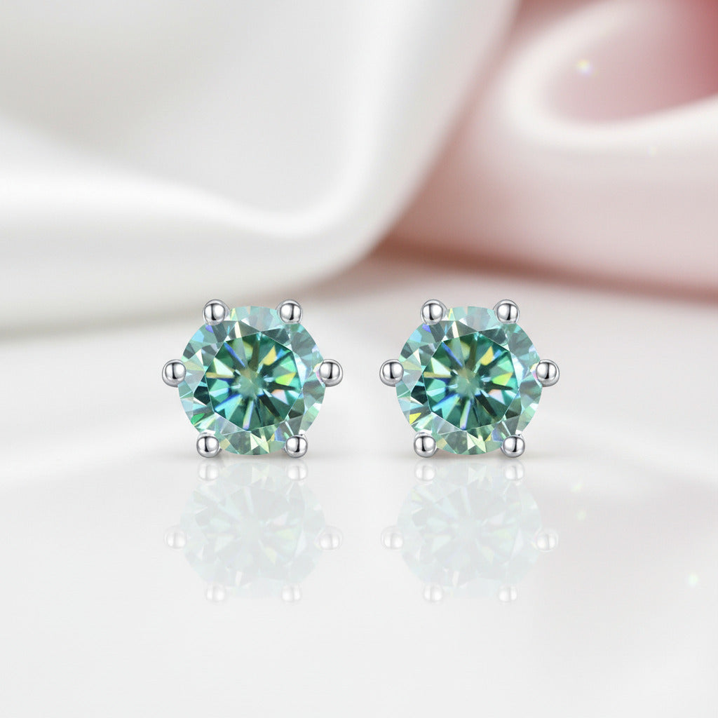 14k White Gold 6-Prong Round Diamond Option Stud Earrings-Black Diamonds New York