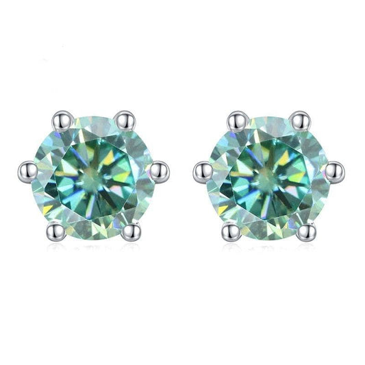 14K White Gold 6-Prong Round Diamond Stud Earrings-Black Diamonds New York