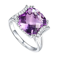 14k White Gold 6.4 Ct Cushion Purple Amethyst Diamond Option