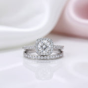 14k White Gold 6mm Diamond Option Halo Engagement Ring Set-Black Diamonds New York