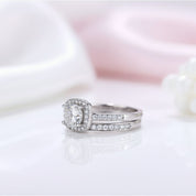 14k White Gold 6mm Diamond Option Halo Engagement Ring Set-Black Diamonds New York