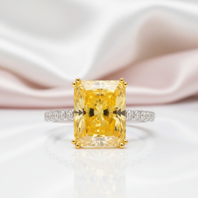 14k White Gold 8.0ct Radiant Cut Diamond Wedding Ring-Black Diamonds New York