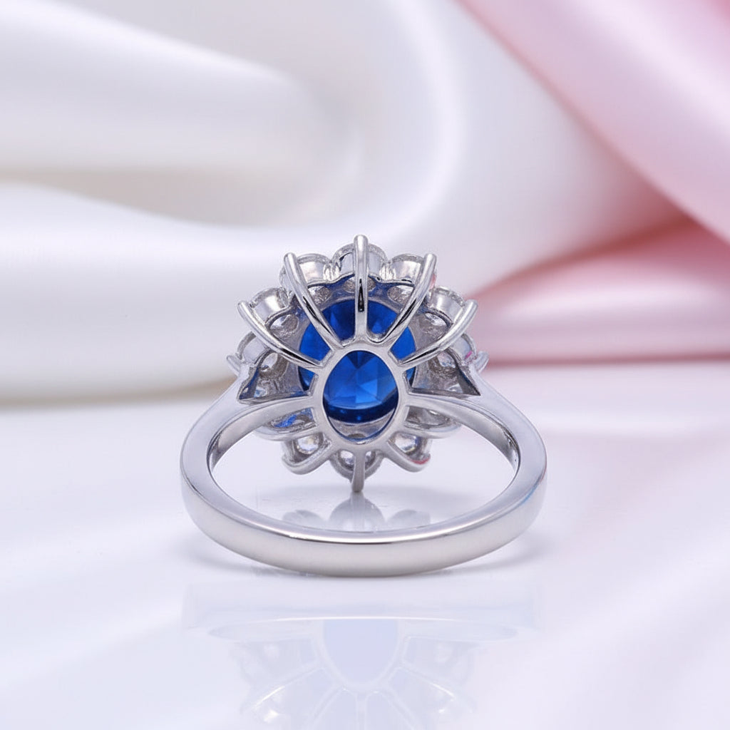 14k White Gold Oval Cut Sapphire with Diamond Option Engagement Ring-Black Diamonds New York