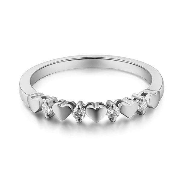 14K White Gold Bridal Heart Ring 0.11ct Natural Diamonds-Black Diamonds New York