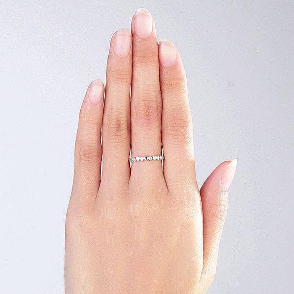 14K White Gold Bridal Heart Ring 0.11ct Natural Diamonds