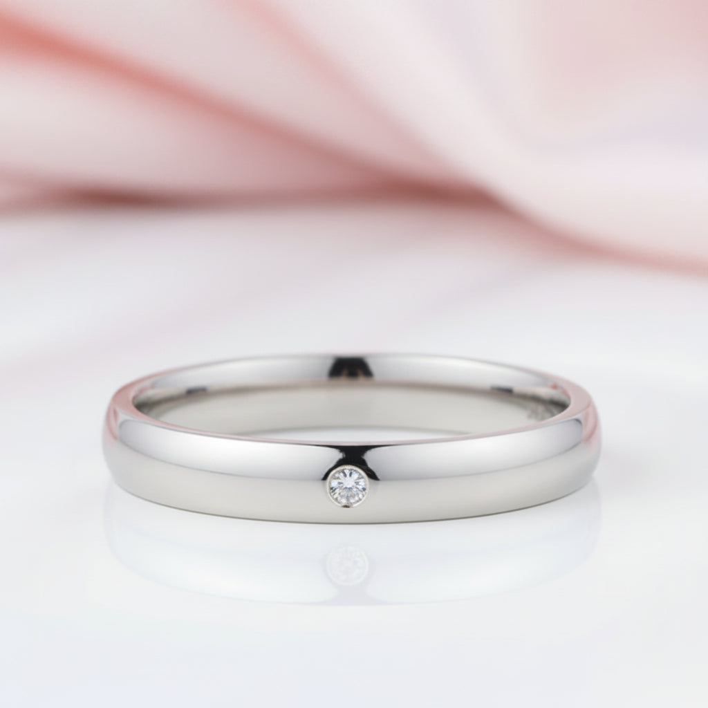 14k White Gold Bridal Ring Band 0.01ct Natural Diamond Options-Black Diamonds New York