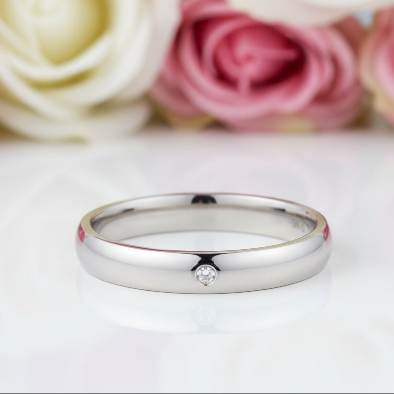 14k White Gold Bridal Ring Band 0.01ct Natural Diamonds-Black Diamonds New York